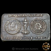 10 Tolas (3.75oz) HM Mint Devkaran Nanjee Bombay Vintage Silver Bar