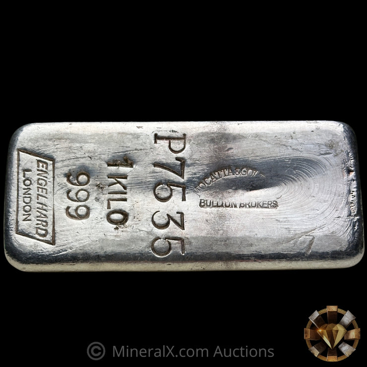 Kilo Engelhard London Vintage Silver Bar With Mocatta & Goldsmid Counterstamp