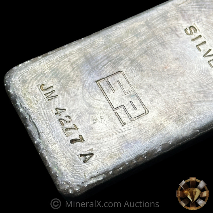 Kilo Johnson Matthey JM London Rare Sharps & Pixley Bullion Brokers Counterstamp Vintage Silver Bar