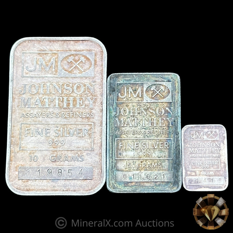 16g (10g,5g,1g) Johnson Matthey JM Vintage Fractional Silver Bars