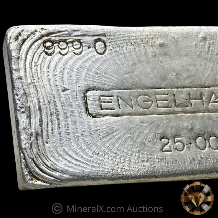 25oz Engelhard 6th Series Exceedingly Rare 0-Leading Early "999.0" Fineness Variety Vintage Silver Bar