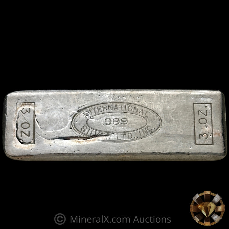 3oz International Silver Ltd Inc KXOK AM 63 Counterstamp Vintage Silver Bar