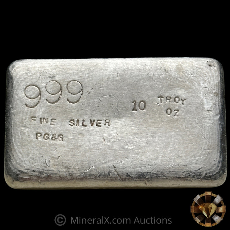 10oz P G & G Prospector Gold And Gems Silver Bar