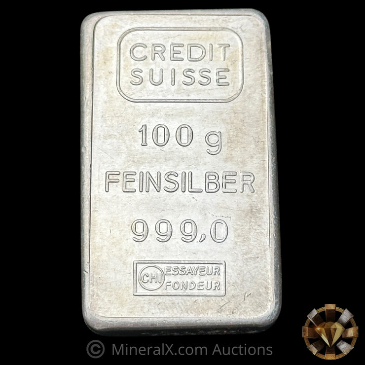 100g Credit Suisse Vintage Silver Bar