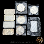 x9 1oz Engelhard Vintage Silver Bar & Coin Lot