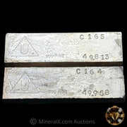 x2 50oz (49.814oz & 49.958oz) Delta Smelting & Refining Co LTD Rare Early Variety Mold With Sequential Serials & Original Handsigned Numbers Matching 1973 Dated COA (99.771oz Total)