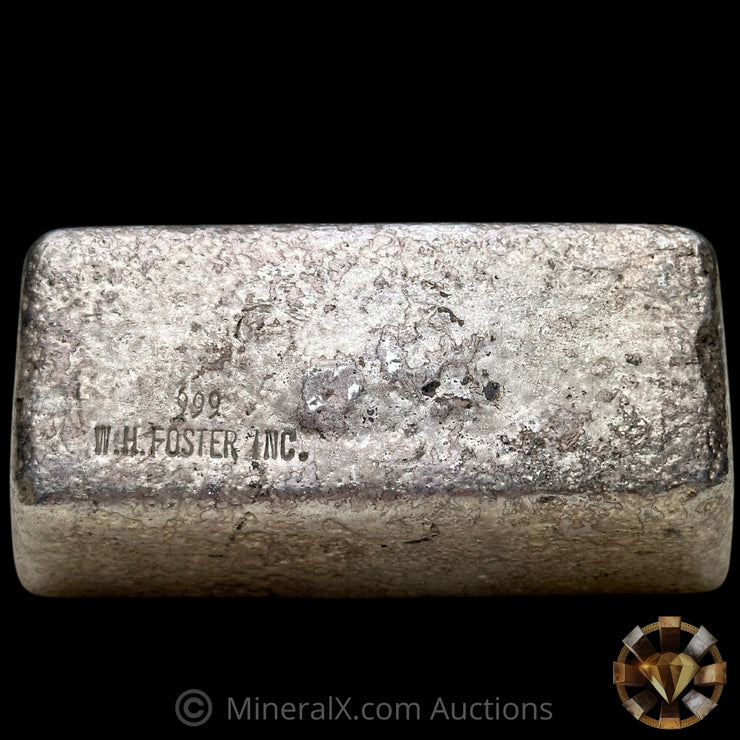 50.093oz W H Foster Inc Vintage Silver Bar With Unique Double Hallmarking