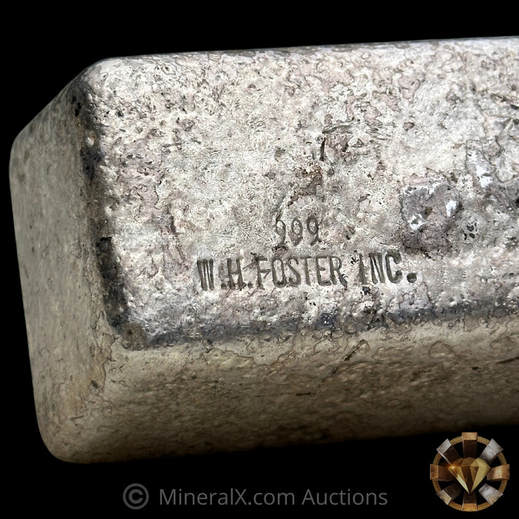 50.093oz W H Foster Inc Vintage Silver Bar With Unique Double Hallmarking