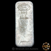 Kilo Johnson Matthey JM London Rare 3 Digit Serial Concave Mold Vintage Silver Bar