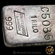 Kilo Engelhard London Rare C Prefix With Sharps & Pixley LTD Counterstamp Vintage Silver Bar