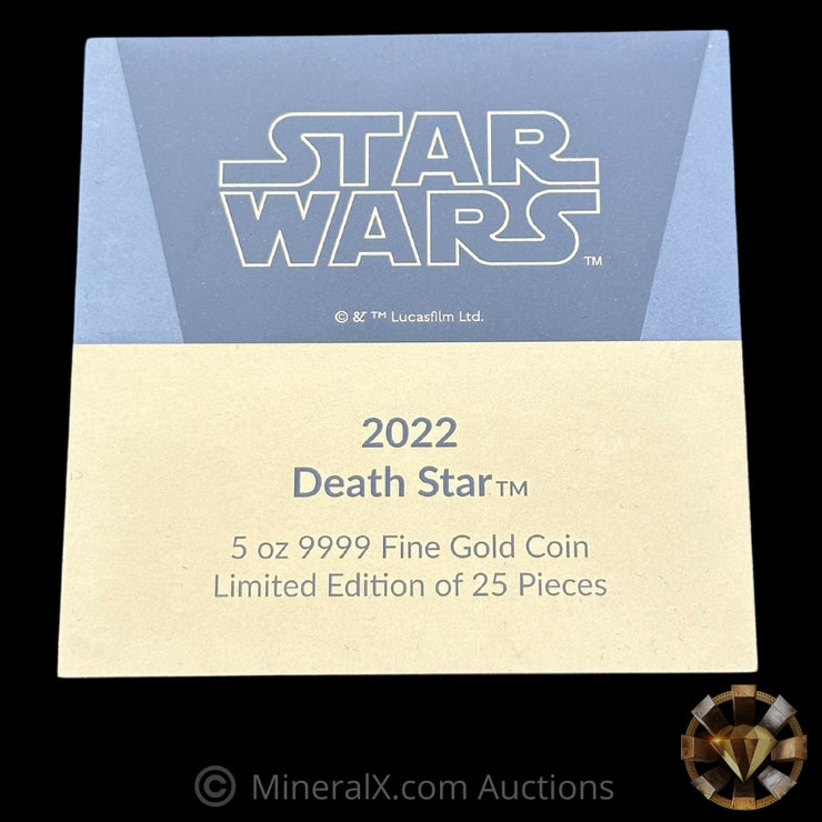 5oz 2022 Star Wars Death Star New Zealand Mint Gold Coin BU With Original Case, Packaging & COA (Limited Edition Of Only 25 Pieces Made)