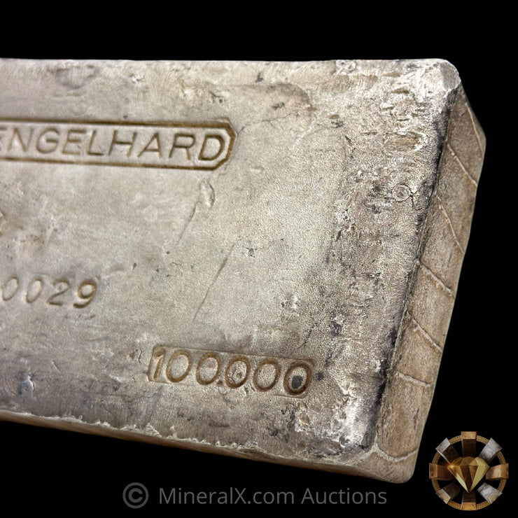 100oz Engelhard Bull Logo Vintage Silver Bar With Unique Reverse & Side Diagonal Striations