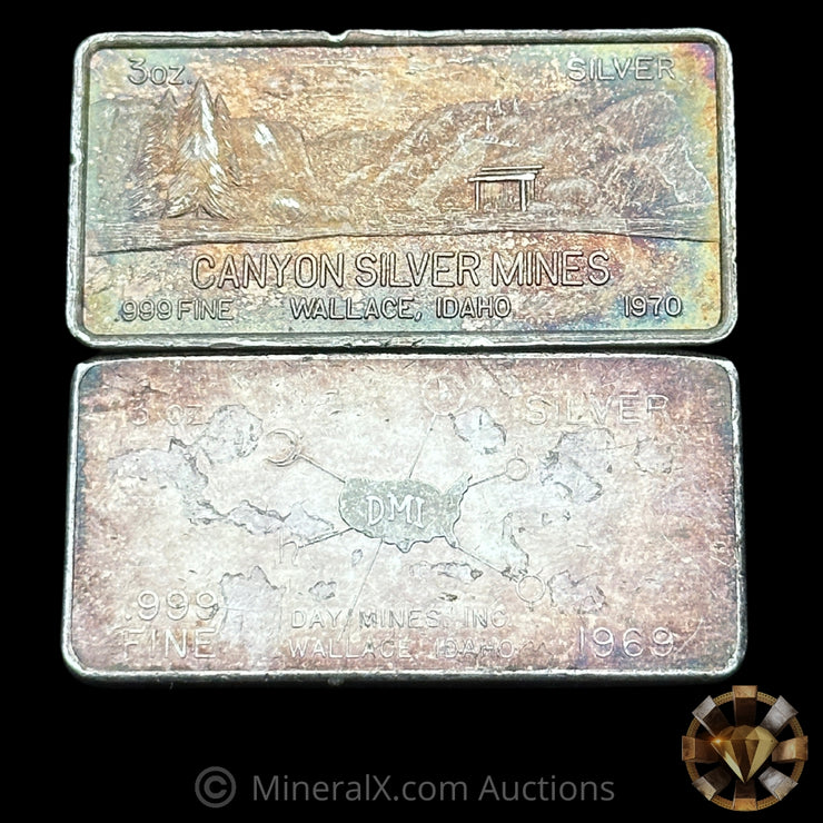 x2 3oz W H Foster Vintage Silver Bars