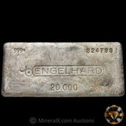 20oz Engelhard Bull Logo 9th Series Small Font Serial Variety Vintage Silver Bar With Striated Reverse