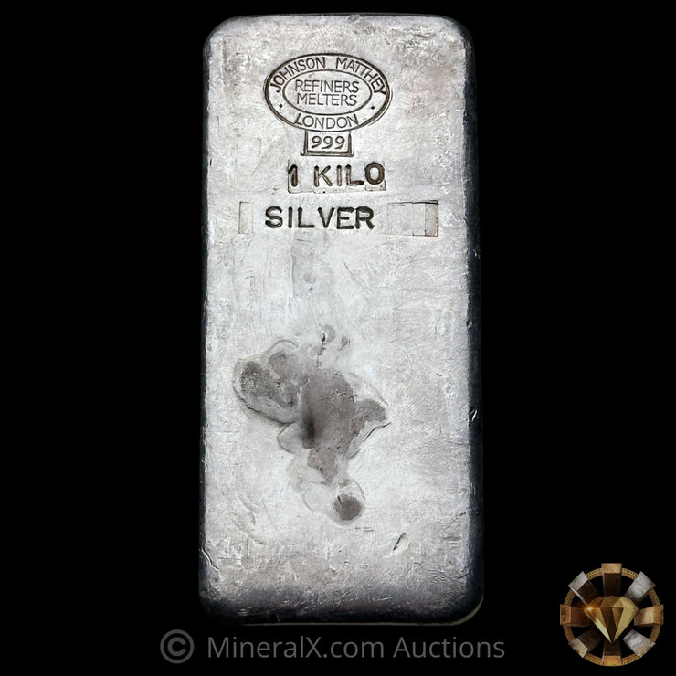 Kilo Johnson Matthey JM London Refiners Melters No Serial Variety Vintage Silver Bar