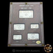 29oz (10oz,7oz,5oz,4oz,3oz) JMC Johnson Matthey "Canadian Silver Bars" Maple Leaf Complete Vintage Silver Bar Set In Rare Original Capital Plastics Woods Display Holder (Rare "Hooked" Variety 3oz & 7oz)