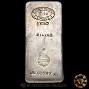 Kilo Johnson Matthey JM London Rare Sharps & Pixley Bullion Brokers Counterstamp Vintage Silver Bar