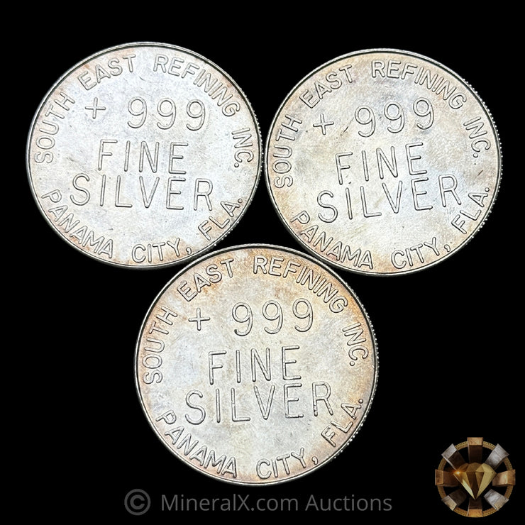 x3 1oz South East Refining Vintage Silver Coins