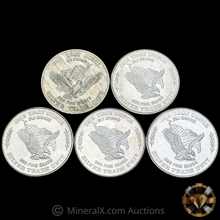 x5 1oz 1981 US Assay Office San Francisco Vintage Silver Trade Unit Coins