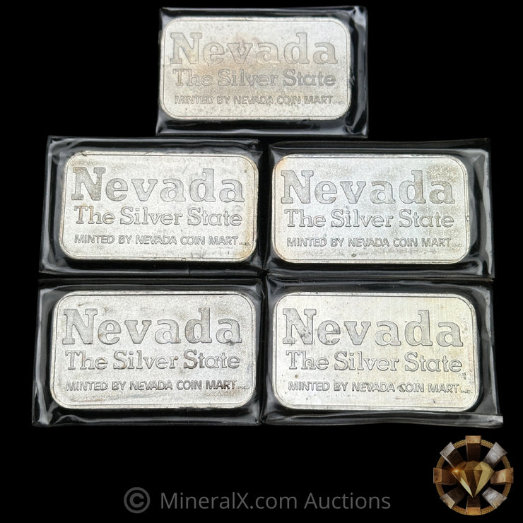 x5 1oz Nevada Coin Mart Vintage Silver Bars