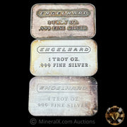 x3 1oz Engelhard Vintage Silver Bars (Different Reverse Varieties)