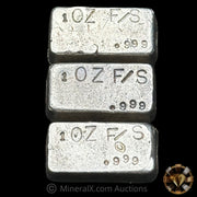 x3 1oz No Hallmark Vintage Silver Bars