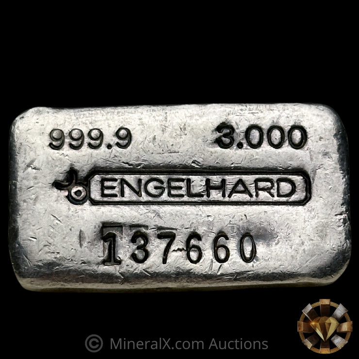 x2 3oz Engelhard Bull Logo Rare "999.9 Small Serial Font" Variety Sequential Vintage Silver Bars