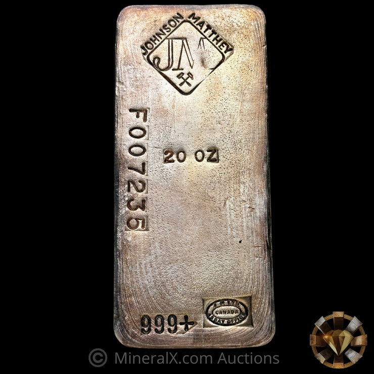 20oz JM Johnson Matthey F Prefix Vintage Silver Bar