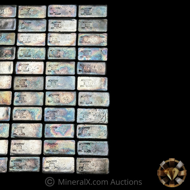 x55 (4 - 6oz Weight Class Range) Academy "No Weight Stamp" Variety Vintage Silver Bar Hoard (297.45oz Total)