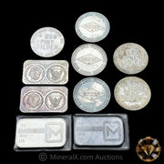 x10 1oz Misc Vintage Silver Bar & Coin Lot