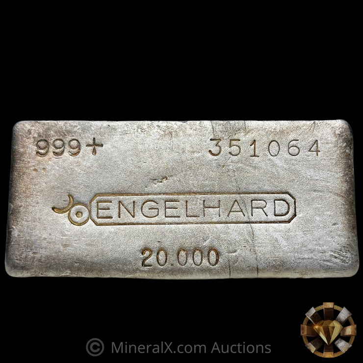 20oz Engelhard 9th Series Vintage Silver Bar With Striated Reverse and Sides