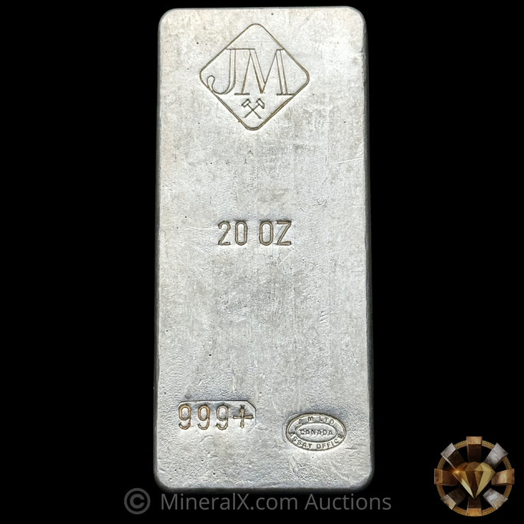 20oz JM Johnson Matthey Reverse Stamp Vintage Silver Bar