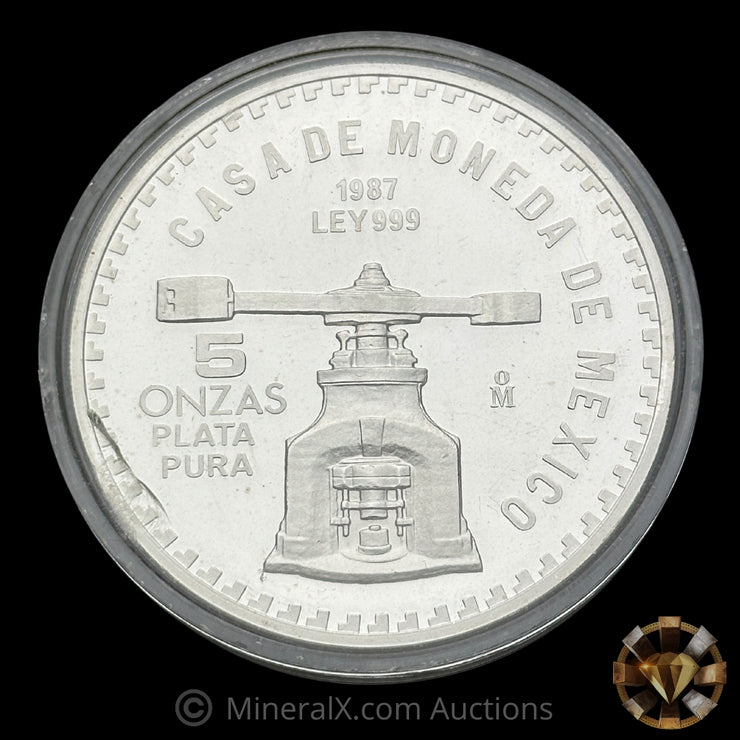 5oz 1987 Casa De Moneda De Mexico 200th Anniversary Of The Constitution Vintage Silver Coin