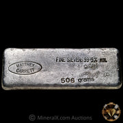 505g Matthey Garrett MG Australia Vintage Silver Bar