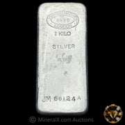Kilo Johnson Matthey London Large JM Prefix A Suffix Serial Variety Vintage Silver Bar