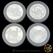 x4 1oz Nevada Battle Born Sesquicentennial Silver Coin Set With Original Wood Box