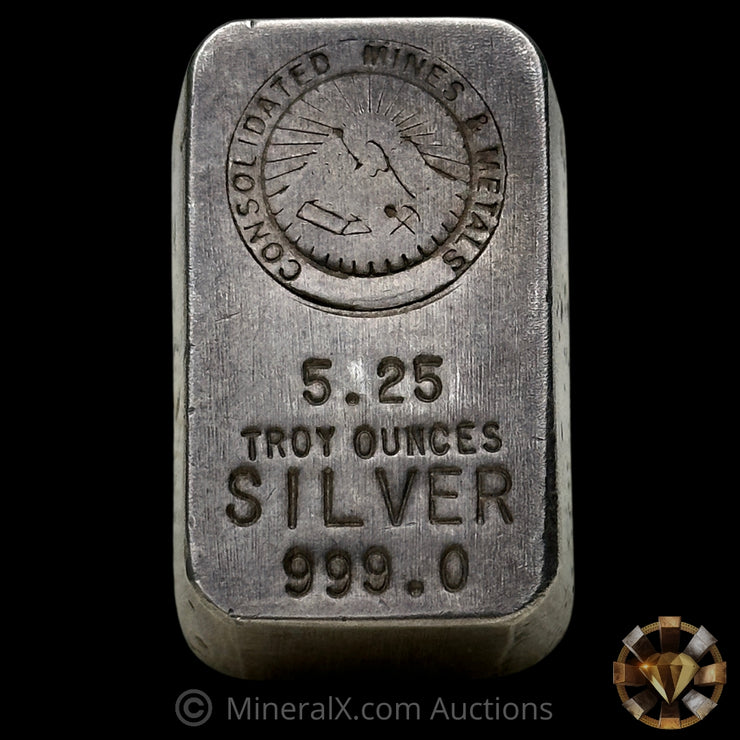 5.25oz Consolidated Mines & Metals No Serial Variety Vintage Silver Bar