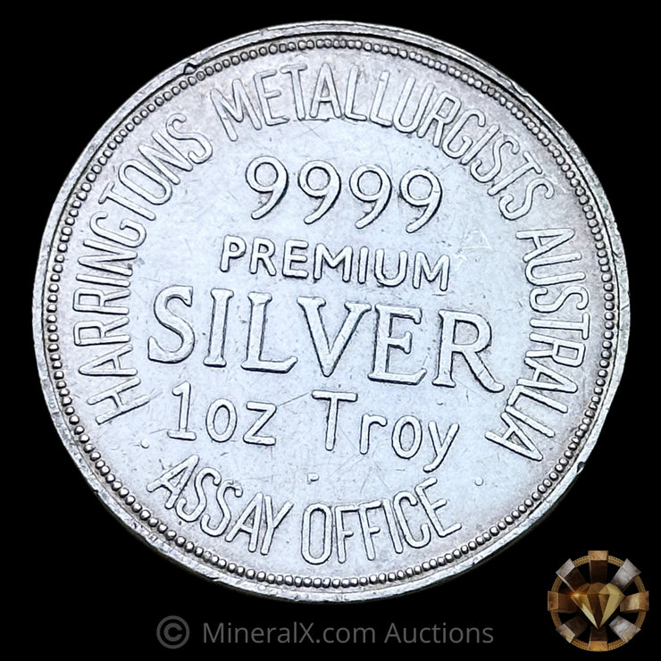 1oz Harringtons Metallurgists Australia Assay Office Vintage Silver Coin