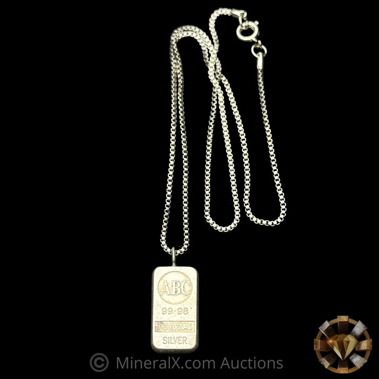 7.5g ABC Australian Bullion Company Vintage Silver Pendant With Chain
