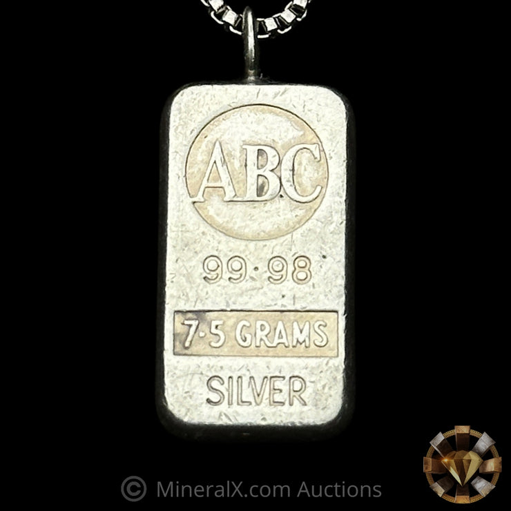 7.5g ABC Australian Bullion Company Vintage Silver Pendant With Chain
