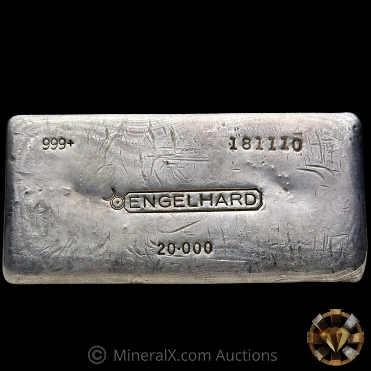 20oz Engelhard Bull Logo Vintage Silver Bar With Unique Scribbleback