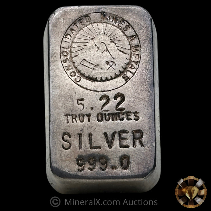 5.22oz Consolidated Mines & Metals Large Serial Variety Vintage Silver Bar