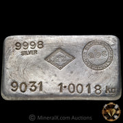 1.0018kg (Kilo) SRM Stanley Robert Mitchell Refiners Australia ABC Counterstamp Vintage Silver Bar