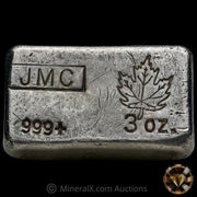 3oz JMC Johnson Matthey Maple Leaf Vintage Silver Bar