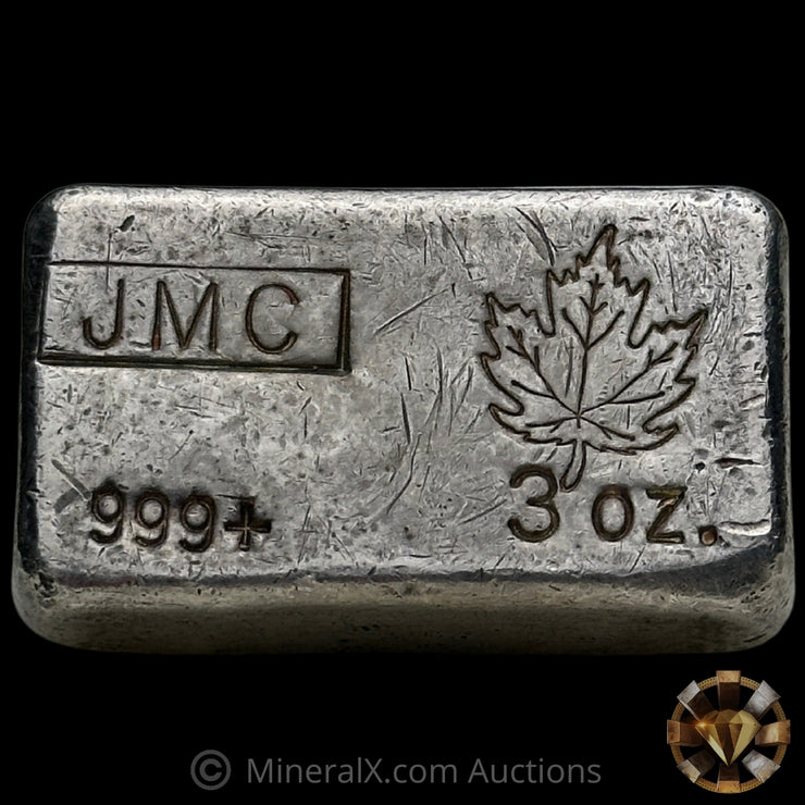 3oz JMC Johnson Matthey Maple Leaf Vintage Silver Bar