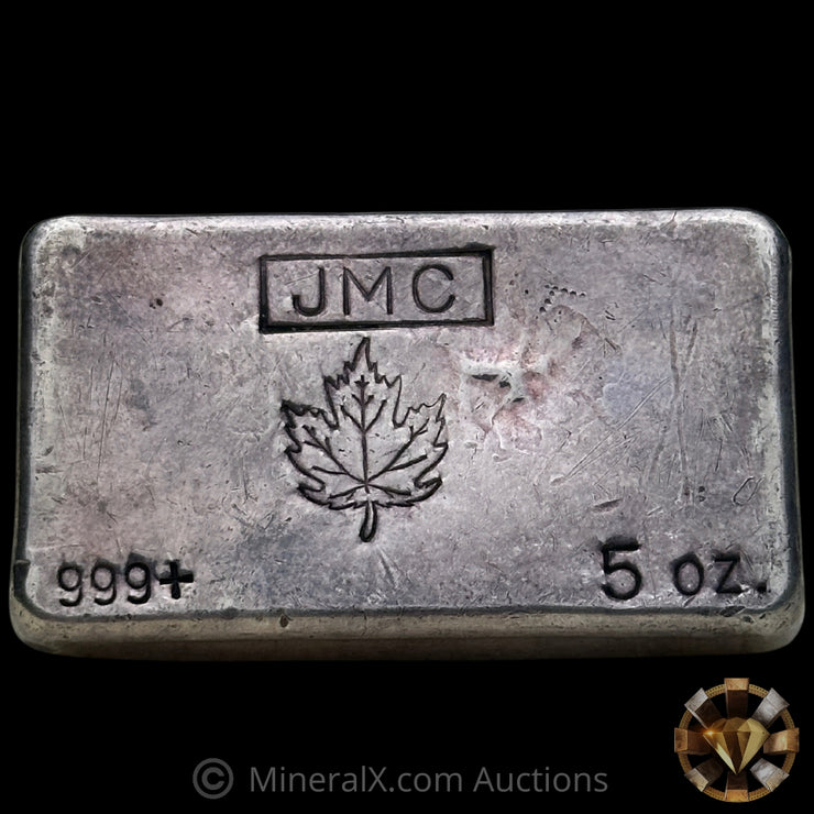 5oz JMC Johnson Matthey Maple Leaf Vintage Silver Bar