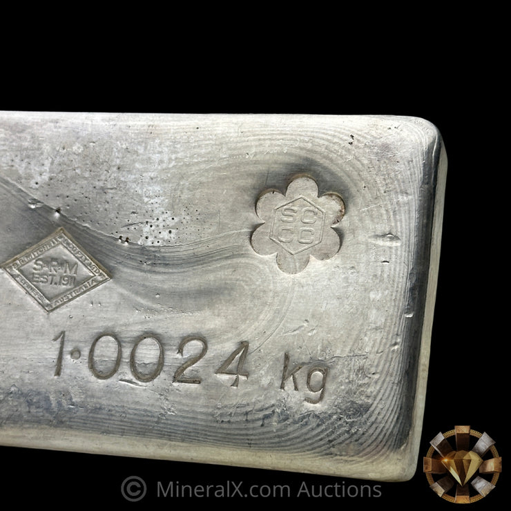 1.0024kg (Kilo) SRM Stanley Robert Mitchell Refiners Australia SCCC Counterstamp Vintage Silver Bar