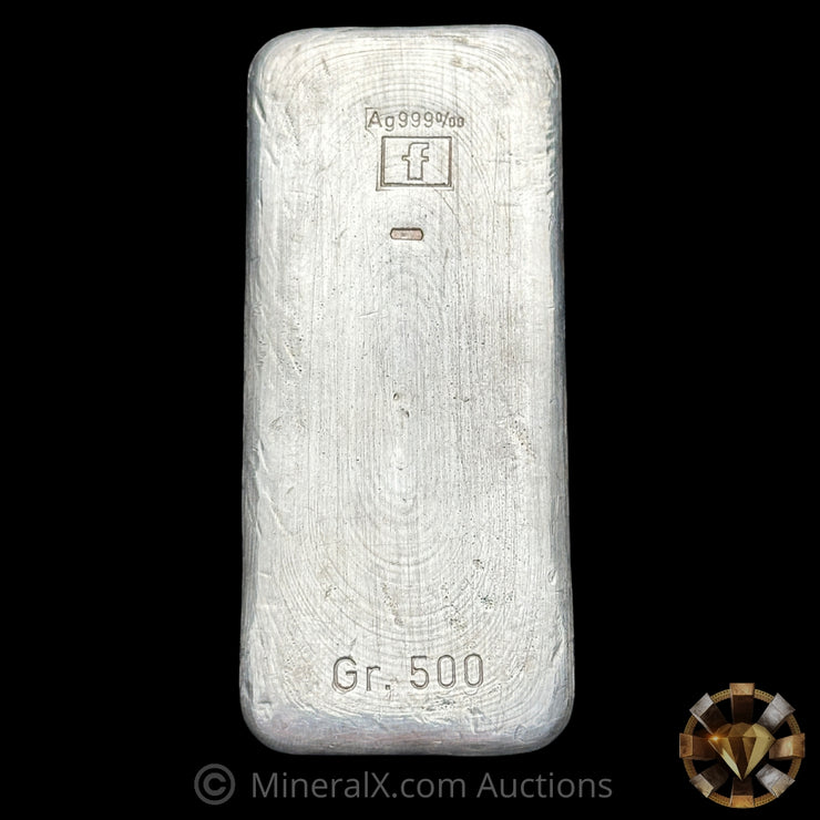 500g (1/2Kilo) "F" Fraccari Vintage Silver Bar