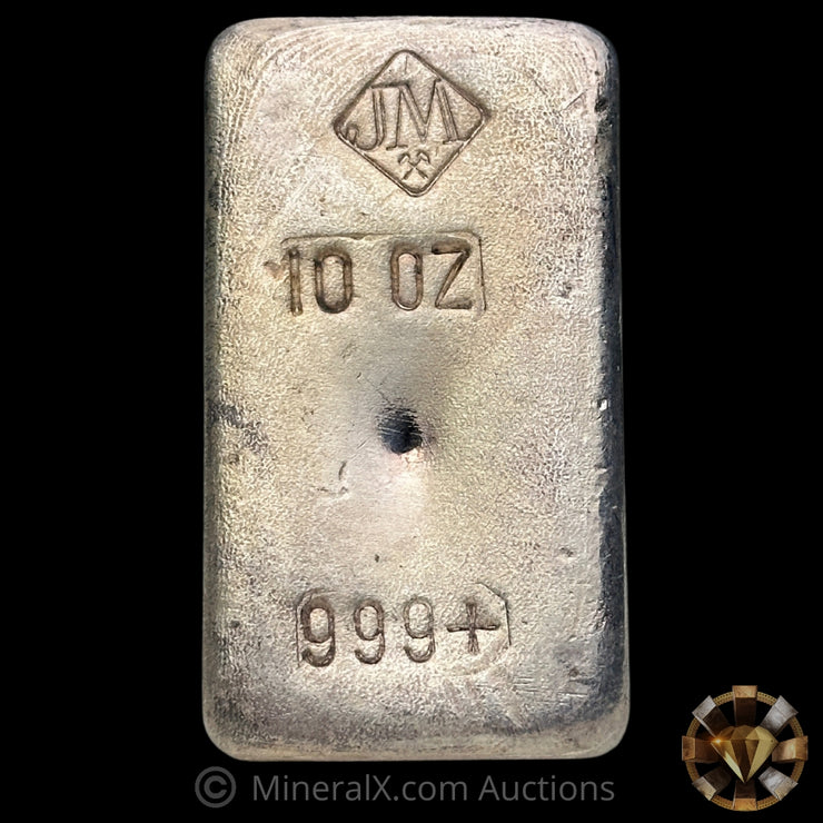 10oz JM Johnson Matthey Small Logo Vintage Silver Bar