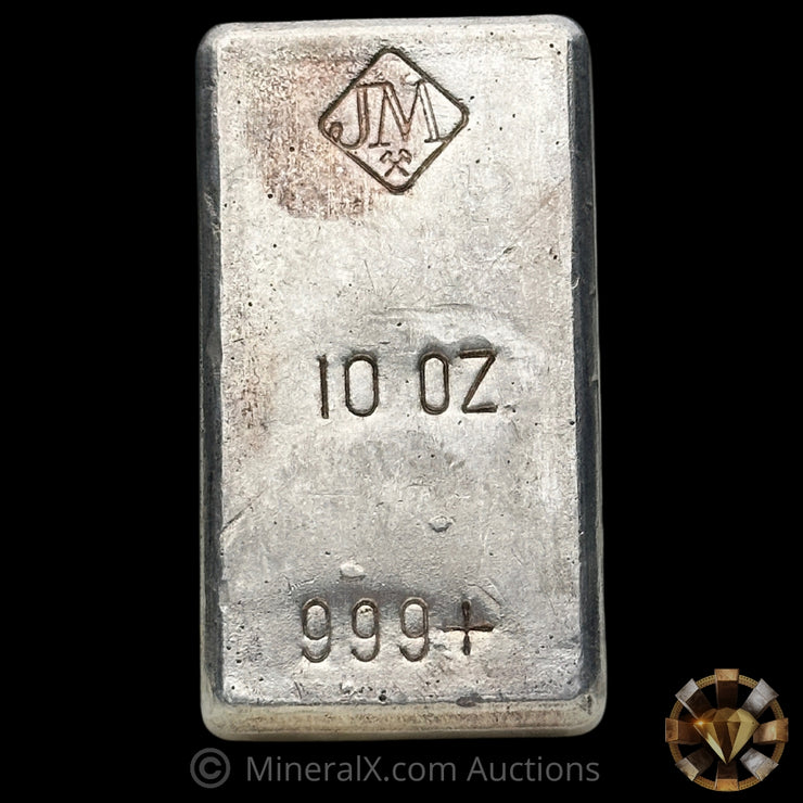 10oz JM Johnson Matthey Small Logo Reverse Stamp Vintage Silver Bar